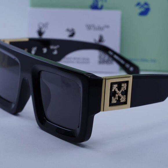 Off-White OERI060 AF LEONARDO 1007 Square Sunglasses – Black/Dark Grey - Picture 5 of 11